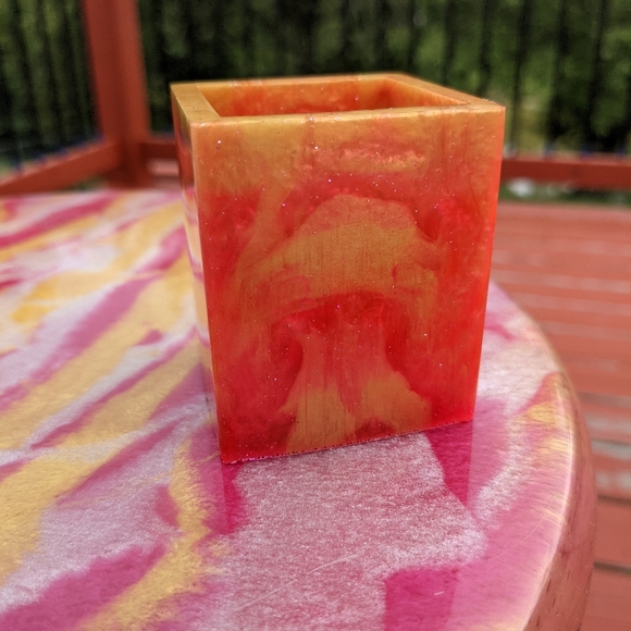 Pen Holder Organizer Cute Gift Art Bright Vivid Handmade Orange - Picture 7 of 13